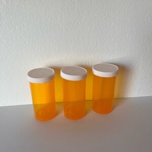 Lot of 13 new Orange Prescription Bottles pop off lid